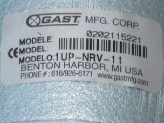 GAST 1UP NRV 11 LUBRICATED AIR MOTOR NEW  