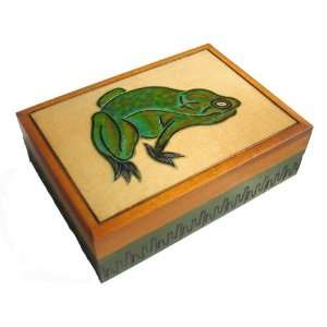  Wooden Box, 5028, Polish Handcrafted Box with Frog, 5.5x4 