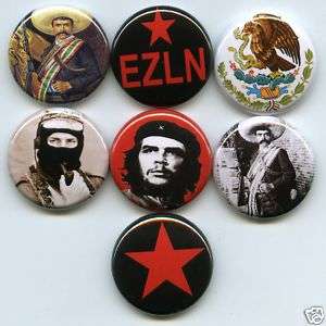 Latino REVOLUTION 7 Pins/Buttons/EZLN/Zapata/Che/punk  