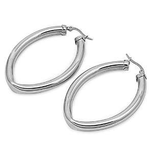   Stainless Steel Oval Tube 38 x 52(2) mm Hoop Earrings Jewelry