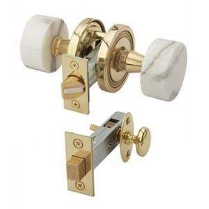   Knob Privacy Set with Dead Bolt, White Marble Handle