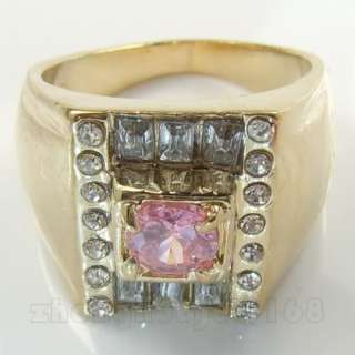 GORGEOUS SIZE10 MENS PINK SAPPHIRE CZ IN 10KT REAL YELLOW GOLD 