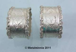 delightful pair of Edwardian silver napkin rings. A charming design 