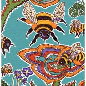 Terrie Mangat Bees Knees BEES AND VIOLETS Teal TM25 Fabric By the Yard 