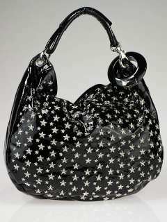Jimmy Choo Black Patent Leather Studded Star Sky Large Hobo Bag  