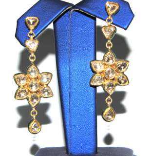 70CT DIAMONDS ARTISAN ENAMEL EARRINGS█RARE█XTRALONG█  