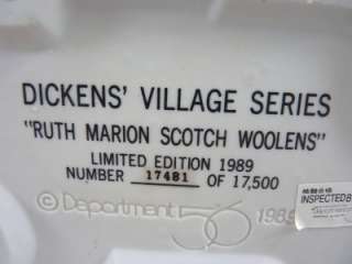 Dept 56 Dickens Vil Ruth Marion Scotch Woolens (1189)  