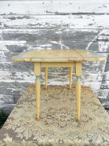 Antique Childs Drop Leaf Table Chair Old Paint Yellow/Blue Knotty 
