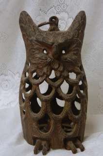 Cast Iron OWL Candle Holder Lamp Lantern Halloween  