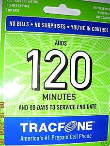 120 MIN.TRACFONE CARD 90 Days + all current bonus code  