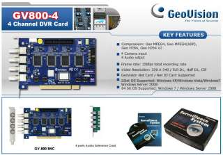 4CH Geovision GV800 4 DVR Card,120FPS    