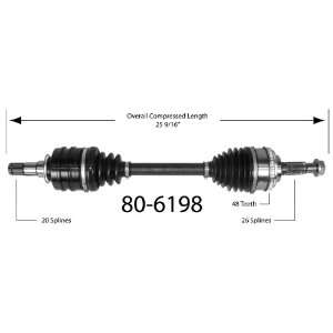  Empi 80 6198 CV Joint Half Shaft Assembly Automotive