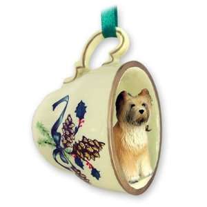  Briard Green Holiday Tea Cup Dog Ornament