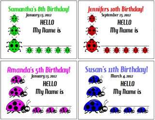 15 Birthday Party Ladybug Lady Bug Personalized Name Tags Labels 