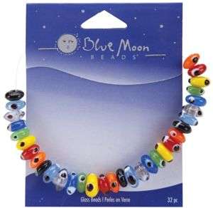   Blue Moon Art Glass Beads Roundel Eye Assorted 32/Pkg by Blue Moon
