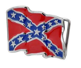 Enamel Flying Rebel Flag Belt Buckle Southern Confederate PRIDE  