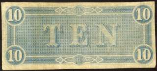   10 Dollar CS 68 CONFEDERATE States Of America Richmond, VA Bill Note A