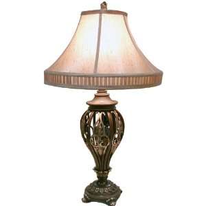  Hassan  Table Lamp   Ant. Bronze/Fabric Bell Shade (Free 