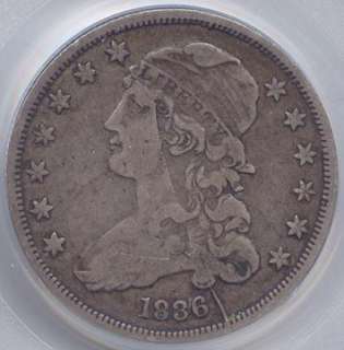 1836 Capped Bust Quarter, Large Die Crack, PCGS VF 25  