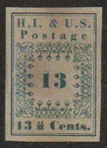 1851 Hawaii   No.4(a3) Blue   13 Cents GW Reproduction  