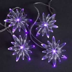  Battery Operated 10 Light Purple Snowflake Lights Case 