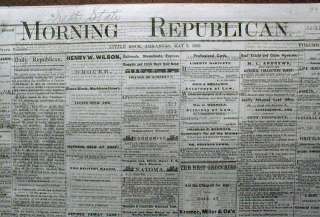 1869 Little Rock ARKANSAS newspaper Post CIvil War RECONSTRUCTION ERA 