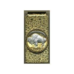  2 Toned Silver on Gold White Buffalo nickel coin (Hinge 