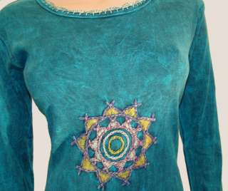 Crochet Yoga Patchwork Hippie Boho Top Shirt Bell Sleeves Fair Trade 