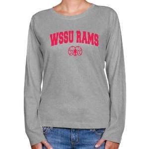 NCAA Winston Salem State Rams Ladies Ash Logo Arch Long Sleeve Classic 