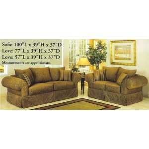  2PC Nicole Olive Green Fabric Sofa Couch Loveseat Set 