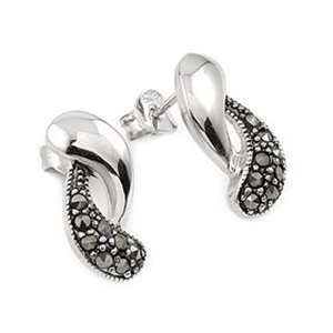  Marcasite Abstract Sterling Silver Earrings Jewelry