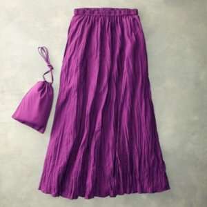  TravelSmith Womens Plus Size Solid Crinkle Skirt Purple 3X 