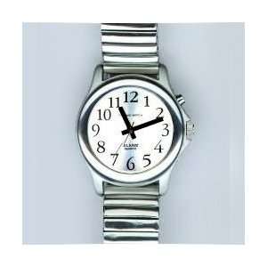   Silver Tone Talking Watch Male Voice w/ Silver Face, Expansion Band