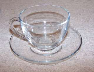 Vintage Set of 4 Arcoroc France Glass Cups/Saucers Mkd  