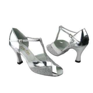 2703 Silver Sparkle Latin Dance Shoes heel 3 Sz 8  