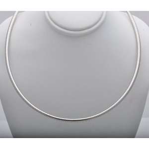  14k White Gold Euro Fancy Round Omega Necklace Jewelry