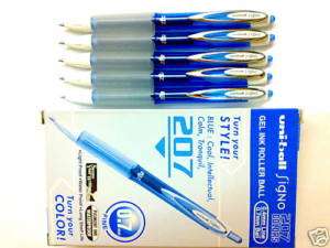 12pcs uni ball signo 207 F 0.7mm roller gel pen blue  