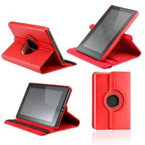  Red 360 Degree Rotating Leather Case Cover with Swivel 