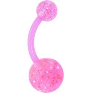  Bioplast Pink Glitter Belly Ring Jewelry