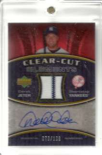 2007 UD Elements Clear Cut GAME USED JERSEY AUTO Derek Jeter /199 WITH 