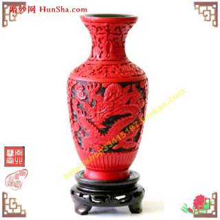 Rarely Chinese Hand paint carved Lacquer dragon vase  