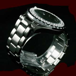 new fashion mens crystal watch black wristwatch quartz  