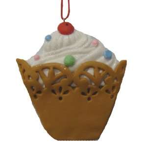   White Cupcake with Cherry on Top Christmas Ornament 