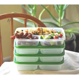  Lunch Box for Work 3 Compartment Containers Set of 4 Easy 