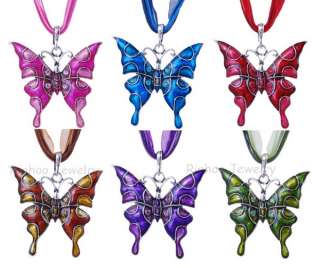 6x charming alloy&enamel butterfly 51*53mm Necklace Free  