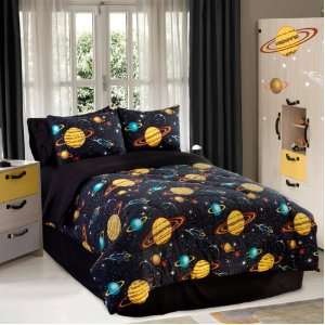  Space Galaxy Glow In The Dark Full Comforter Set (4 Piece 