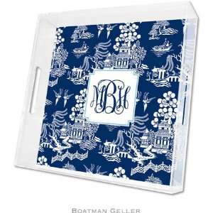  Boatman Geller Lucite Trays   Chinoiserie Navy (Square 