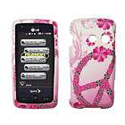 for LG Rumor Touch Hard Case Cover White Pink Peace