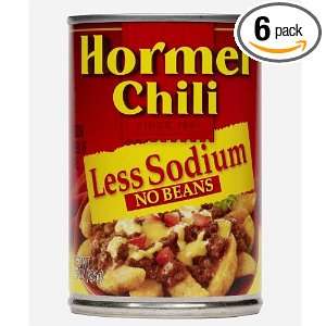 Hormel Chili No Beans Less Sodium, 15 Ounce (Pack of 6)  