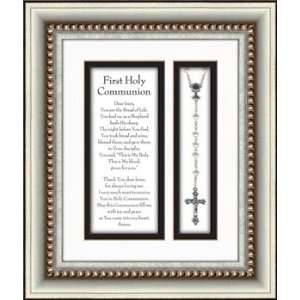  First Holy Communion Rosary Framed Art Verse Pearls 3D 